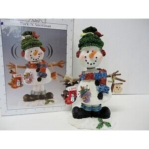 NEW Scott's ROCK-N-SNOWMAN Figurine Holiday Christmas 7.5" Wobble Head Decor NIB